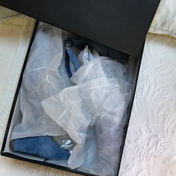 Lord & Taylor Blue Scalloped Ankle Strap Heels - Picture 8 of 8